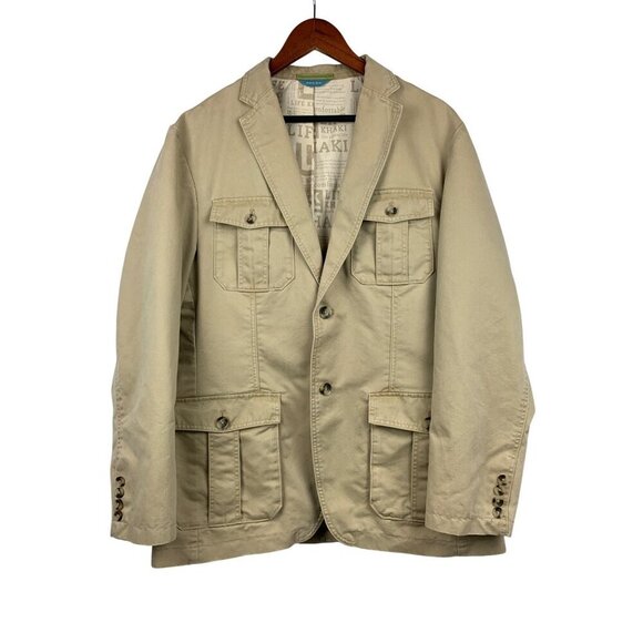 Life Khaki Mens Beige Blazer Jacket L Cotton & Polyester Blend - Picture 1 of 6